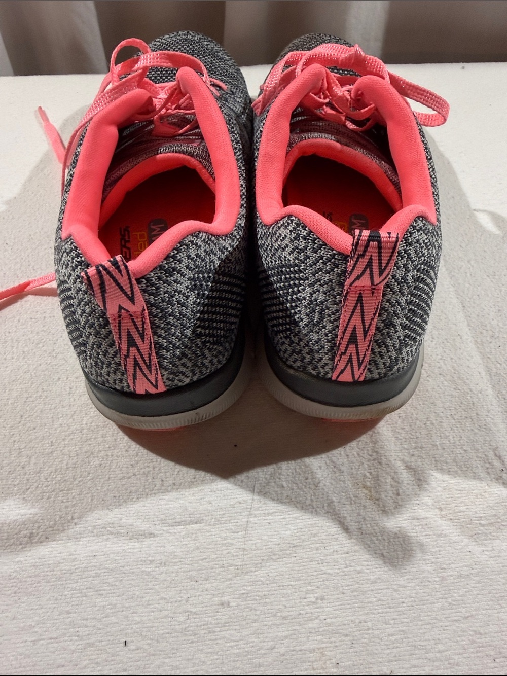 Skechers Women's Gray Knit Athletic Sneakers with Pink Trim - Picture 5 of 7
